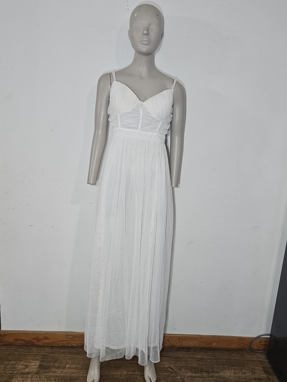 Iris White Mesh Bustier Maxi Dress Size L Romantic Bridal Event Fairycore Gown